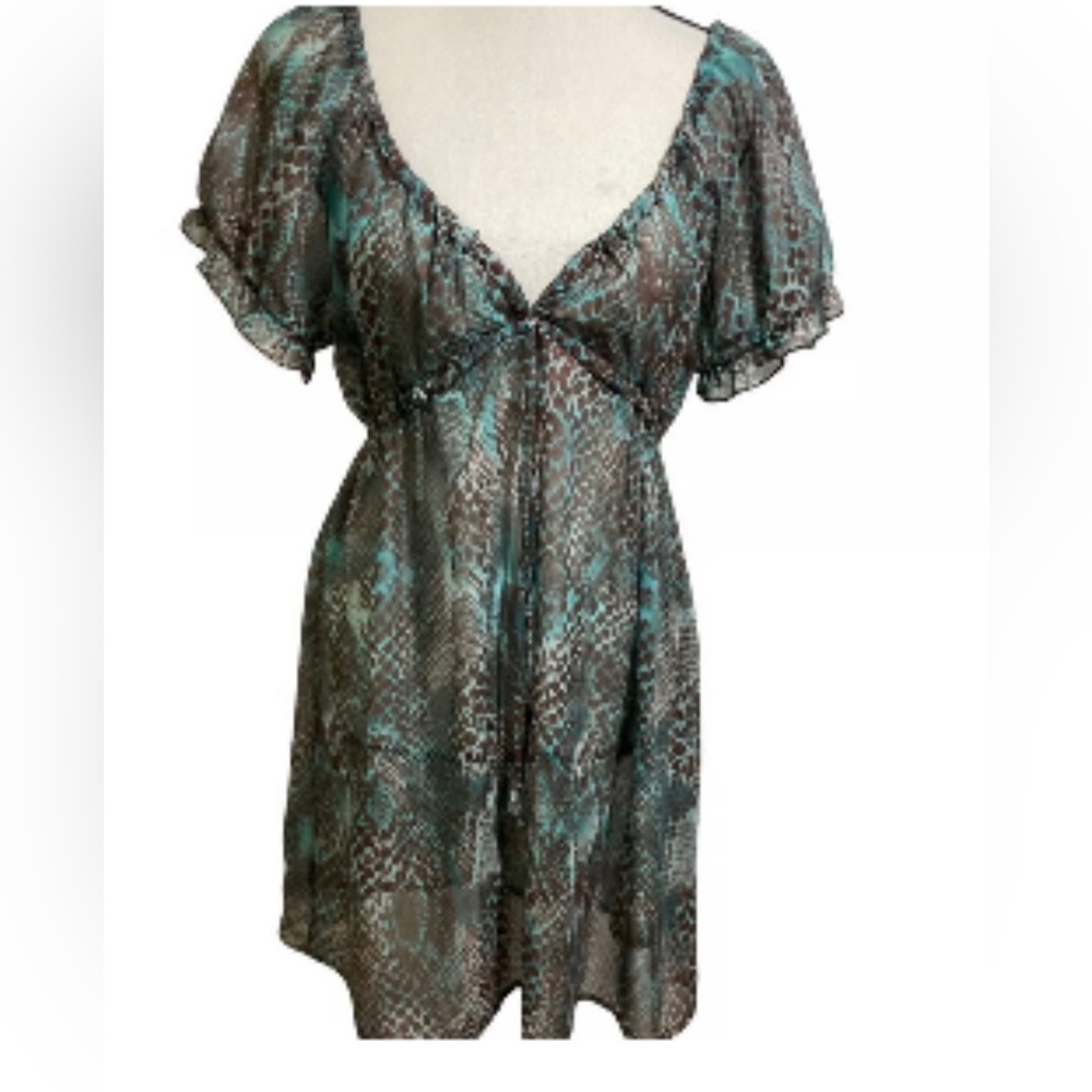 La Blanca By Rod Beattie Swimsuit Cover up Elastic Waistband Medium Animal Print